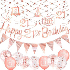 Whaline 21 Розовое Золото День Рождения Вечеринка Украшения 29 Шт. С Днем Рождения Баннер Треугольник Флаг Бантинг Баннер Латекс Конфетти Возду