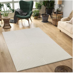 Ковры Mia's Theo, современный короткий ворс с высоким/низким эффектом, 3D эффект, высокая плотность ворса, мягкий, дизайн Panglao, кремовый, 140 x 200 см