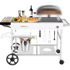 GFTIME 128 x 64 x 78 см Тележка-барбекю для сервировки Weber Q Series, Ninja Woodfire, печь для пиццы, настольный гриль, печь для пиццы Ooni, стол-гриль с большой раб
