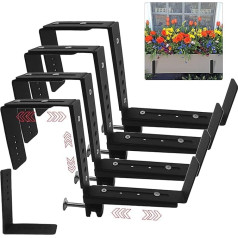 Arilaca 4 Pack Window Box Brackets for Railings, Adjustable Planter Brackets, Flower Box Brackets for Railing, Deck, Bird Feeder, Hanger for Railings, Heavy Duty