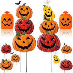 Beterzack Halloween-Gartenpfähle, gestapelte Metall-Jack-O-Laternenpfähle, Kürbisse für Halloween-Dekoration, gruselige Metall-Hofschilder, Pfahl, Outdoor, dekorativer Kürbis, Zuhause, Rasen, Weg,