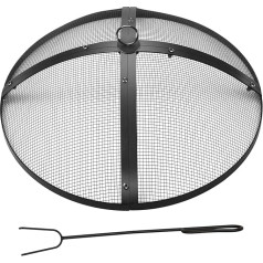 Suzile 22 Inch Heavy Duty Fire Pit Spark Guard Round Fire Pit Cover Fire Pit Lid Fire Pit Mesh Strainer with Handle and Lifter Tool for Outdoor Fire Pit Stove Fireplace (Black)