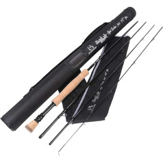 MAXIMUMCATCH -Black Star Fly Rod: IM10 Carbon Fiber, Pacbay Minima Guide Rings, Anodized Reel Seat, 4 Pieces, 4/5/6/7/8 WT