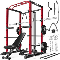 GOIMU Power Cage, 907.2 кг Стойка для приседаний с лат. тягой, регулируемая силовая стойка, домашний тренажер для тренировки всего тела, тренировочна