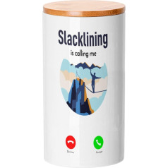 Fabulous Slackline Is Calling Me Mountain Outdoor Keramiktopf mit Deckel Bambus - 887 мл (30 унций) - Utensilientopf