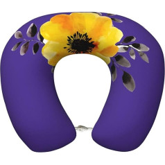 Подушка для путешествий Zhuanyun с желтым цветочным принтом, классическая, удобная, пена с памятью, подушка для путешествий, подголовник, мягка