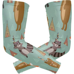 FANTAZIO Рукав Локоть Рукава Животных Медведь Лиса и Енот УФ Солнцезащита Охлаждение Рука Локоть Сжатия