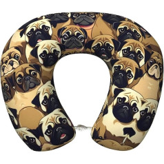 Подушка для путешествий jingong с принтом мопса, максимальный комфорт, облегчение боли в шее, пена с памятью, путешествия