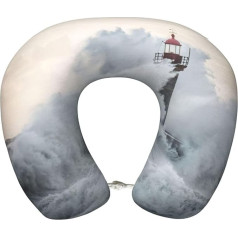 Подушка для путешествий DEXNEL Lighthouse In Storm, подушка из пены с эффектом памяти, подходит для самолетов, сна, путешествий