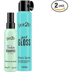 got2b Dry Shampoo Extra Care Liquid-to-Dry Spray (150 мл), для безупречного свежего вида и got2b gotGloss Shine Spray (200 мл), для контроля за пушистостью до 48 часов
