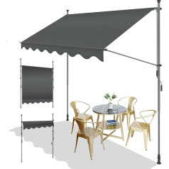 SUNNY GUARD Зажимная маркиза 300 см с рукояткой Балконная маркиза без сверления Ультрафиолетовая стойкость Регулируемая высота Защита от солнца