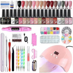 Набор гель лака для ногтей, 35 частей лака для ногтей с УФ-лампой, 18 цветов гель лака для ногтей с 54 Вт лампой УФ/LED, набор гель лака для ногтей 