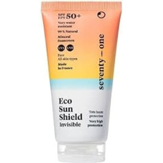 SeventyOne Percent Eco Sun Shield SPF 50+ Очень высокая защита лица от солнца | Без белых пятен на лице | Веган | UVA 24 | 100% минеральный фильтр - 100% натуральный - Сд