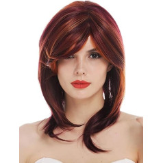 WIG ME UP - TYM-165-MT-330 Женский парик из моноволокна средней длины с прямым пробором Красный микс Ручной узел Часть моно