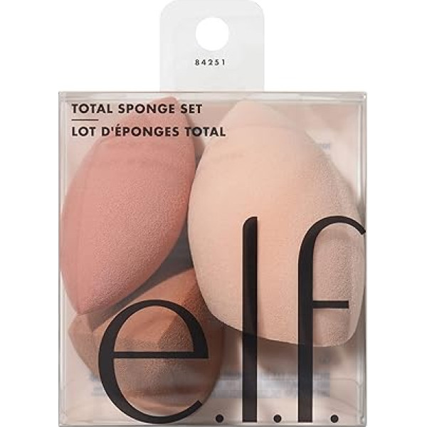 e.l.f. Total Sponge Set, многофункциональный набор спонжей для макияжа, идеально подходит для пудры или жидкого консилера и тонального крема, веганс