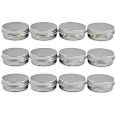 Пакет из 12 60 мл пустых перезаполняемых круглых серебряных алюминиевых банок контейнер для хранения косметических образцов с винтовой кры