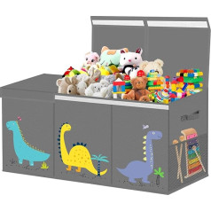 Veronly Ящик для хранения, ящик для игрушек с крышкой, детский, большой, 130 л, складной для хранения игрушек с ручками, разделитель, ящик для хран