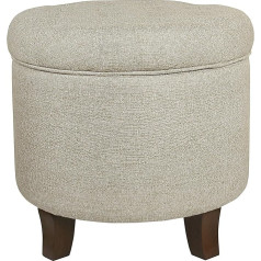 Homepop Home Decor | Padded Round Velvet Footrest | Ottoman with Storage Space for Living Room and Bedroom | Decorative Home Furniture, String