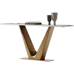 Gliget Консольный столик, современный консольный столик, прихожая из искусственного мрамора с металлическим основанием и сенсорной подсветк