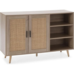 Homn Living Сервант Далия 3 отверстия и 2 двери Дуб Металлические направляющие 120 см Ширина 38 см Глубина 76 см Высота