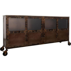 Massivmoebel24.De Heavy Industry Sideboard Made of Solid Wood #215 Mango Wood - Brown Varnished 4 отделения + стеклянные дверцы 180 x 40 x 90 cm Chest of Drawers TV Sideboard TV Board