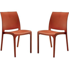 Liberoshopping.eu - La Tua Casa In Un Clik Современный стул в стиле Волга Элегантный сверхпрочный полипропилен Штабелируемый Крытый Открытый (красный 2 стул