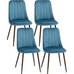 Homcom Кухонные стулья с мягкой обивкой Комплект из 4 стульев из полиэстера и стали 47 x 55 x 86 см Синий