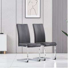 Ainpecca Комплект из 2 бархатных стульев на ножках, серые хромированные ножки, обеденные стулья для конференц-зала, офисные стулья (серый, 2)