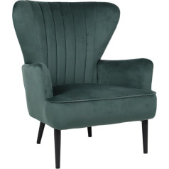 Svita Кресло Arthur, кресло для отдыха, крылатое кресло, современный бархат с мягкой обивкой, темно-зеленый