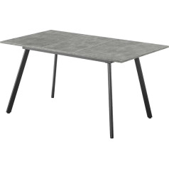 B&D Home Обеденный стол Mara 11201-FS-BETO, раздвижной 120-160 x 80 см, на 4-6 человек, деревянный кухонный стол с металлическим каркасом для столовой, кухни, с