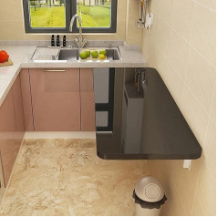 Generisch Складной стол для крепления к стене, для прачечной и небольших комнат, черный, 90 x 30 см, складной стол для детей, учебы, кухни, столовой и