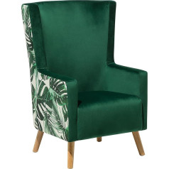 Beliani Модное кресло Oneida Wingback Chair Single Chair Green Velvet Fabric