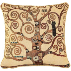 Signare Tapestry Art Cushion Cover Inspired by Gustav Klimt Tree of Life Tree (CCOV-ART-KLIMT-2)
