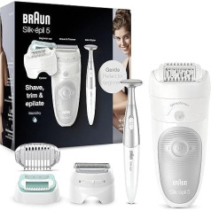 Braun Silk-épil 5 Beauty Set, женский эпилятор для удаления волос, насадки для бритвы, триммера и массажа для тела, включая триммер для бикини Сумка-под