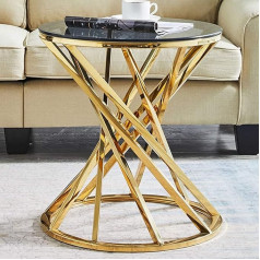 AINPECCA круглый диван боковой стол из нержавеющей стали с темно-серым закаленным стеклом дизайн гостиной (золото)