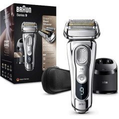 Мужская электробритва Braun Series 9 9395cc, улучшенная станция очистки и зарядки, кожаный чехол, влажная и сухая электробритва, точный триммер, хро