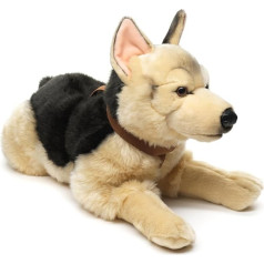 Uni-Toys - Немецкая овчарка лежит (с шлейкой) - 65 см (длина) - Плюшевая собака, домашнее животное - Плюшевая игрушка, мягкая игрушка