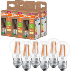 Osram Classic Mini Ball LED Light Bulb with Decorative LED Filament Energy Class A E27 1.2W 255lm 2700K Warm White Warm White No Warm Up Pack of 6