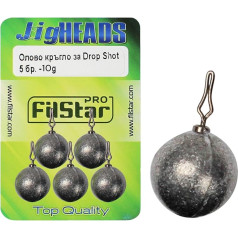 PRO FILSTAR Round Drop Shot Lead 5 x 10 g - Набор джиг головок с вертлюжками - Dropshot Fishing Lead - Свинцовые шарики - Рыболовные грузила - Джиг головки - Джиг наборы - Р