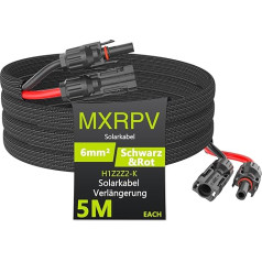 MXRPV Солнечный кабель 6 мм², удлинитель солнечного кабеля 3/5/10 м, PV кабель 6 мм², IP68 водонепроницаемый, фотоэлектрический солнечный кабель с об