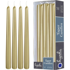 Hyoola Taper Candles - 30 см Metallic Cream Gold, Настольные свечи без капель - Время горения свечи 10 часов - Упаковка из 12 штук