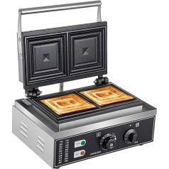 KEESUNG 1500 W 2-Slicice Commercial Electric Sandwich Machine, Stainless Steel Sandwich Maker, Commercial Electric Sandwich Maker with Thermostat and Timer, for Burgers, Panini, Bakeries, Restaurants
