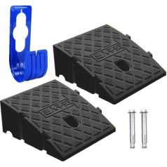 Panzerrampe, schwarz, mit einem großen Schlauchhaken, tragbar, leicht, robust, Kunststoff, für niedrige Autos, Motorradrampe, Panzerrampen (13 cm hoch) 2 Stück