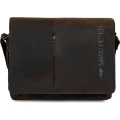Marc Peter® Bergen Leather Shoulder Bag для мужчин и женщин, 15,6-дюймовая сумка для ноутбука, портфель из натуральной кожи буйвола