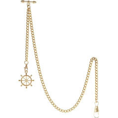 TREEWETO Цепочка для карманных часов с T-образной планкой Альберт T-образная цепочка для карманных часов с подвеской в виде античного руля и 2 кр