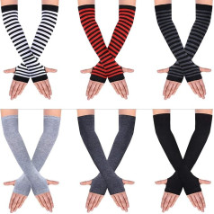 Satinior 6 пар женщин длинные перчатки без пальцев трикотажные Arm Warmers большой палец отверстие Stretchy перчатки