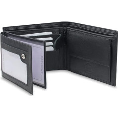 FOMAX® Мужской бумажник из натуральной кожи с защитой RFID, бумажник альбомного формата для мужчин, черный, классический