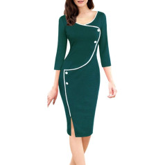 Lazzboy Женское платье-оболочка Винтажное платье-карандаш Bodycon Tight V-Neck