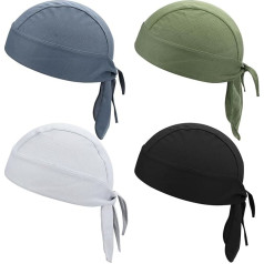 Bekecidi Набор из 4 бандан для мужчин, дышащий спортивный колпак, солнцезащитная повязка на голову, шляпа-бандана для улицы, скалолазания, бега, 