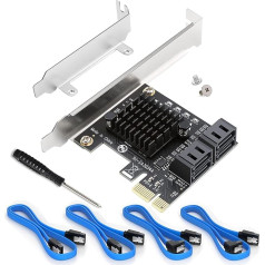 Ziyituod PCIe SATA Card 4 Ports with 4 SATA Cables, SATA 3.0 Controller Expansion Card with Low Profile Bracket, PCIE to SATA (6Gbps) Boot as System Plate, Non Raid (SA3034A)